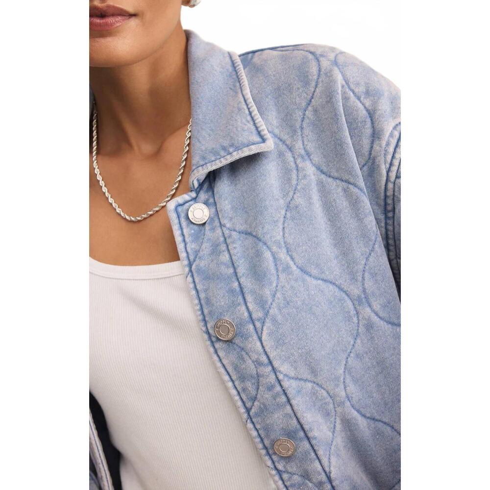 NEW Z SUPPLY boulder knit denim jacket in washed indigo - Picture 6 of 7